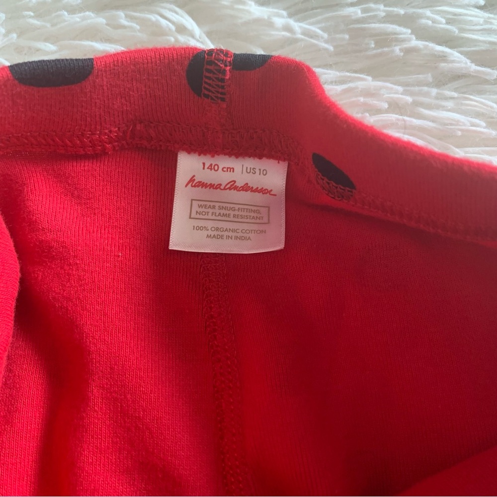 Hanna Andersson Red w Black Polka Dot Lady Bug PJ’s Size 10 - Picture 6 of 6